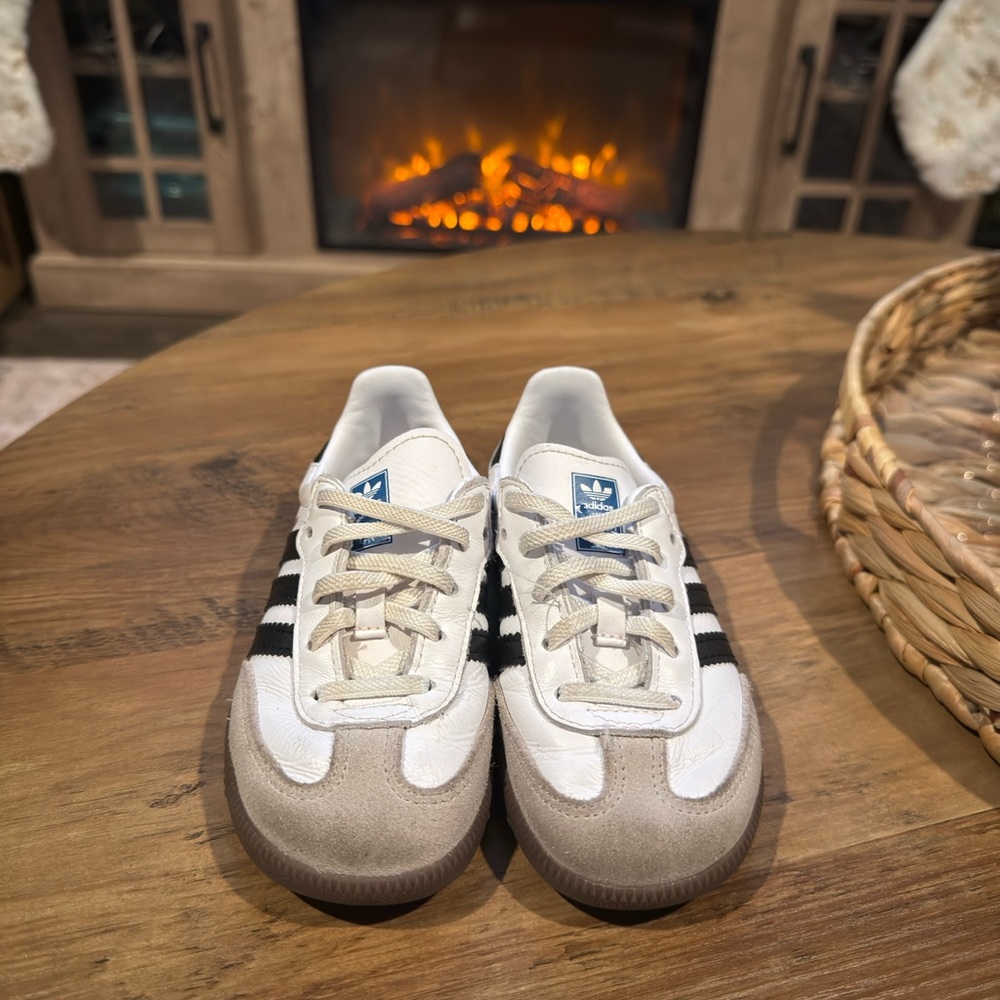 Adidas Kids' White and Black Sneakers with Beige Accents